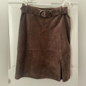 REM GARSON Vintage Brown leather skirt with belt